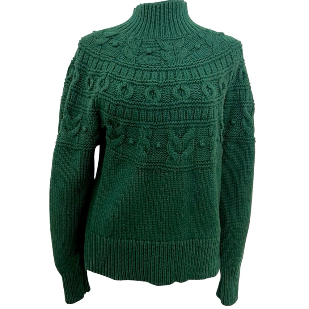 Banana Republic Green Cotton/Wool Blend Thick Texture Knit Sweater - Picture 2 of 4